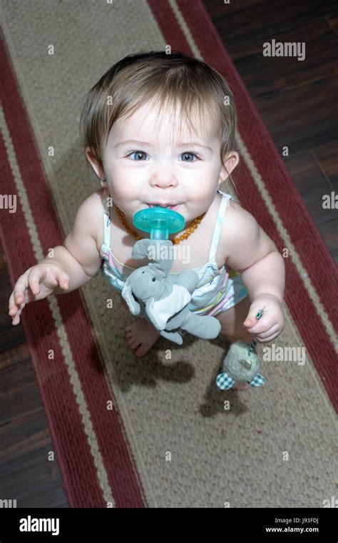 Little Girl Learning To Walk Stock Photo Alamy