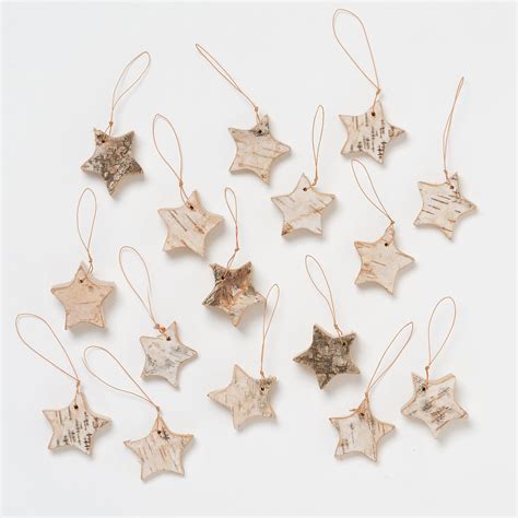 Homemade Holiday Decorations Star Ornament Birch Bark Crafts White