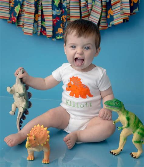 Baby Boys Dinosaur 1st Birthday Personalized Bodysuit Shirt Outfit