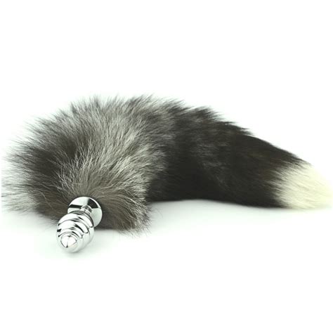 Spiral Anal Plug Stainless Steel Butt Plug Cat Tail Anal Plug Faux Fox