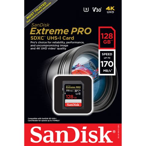 Sandisk Extreme Pro Sdxc 128gb 170mbs V30 Uhs I Sdsdxxy 128g Gn4in