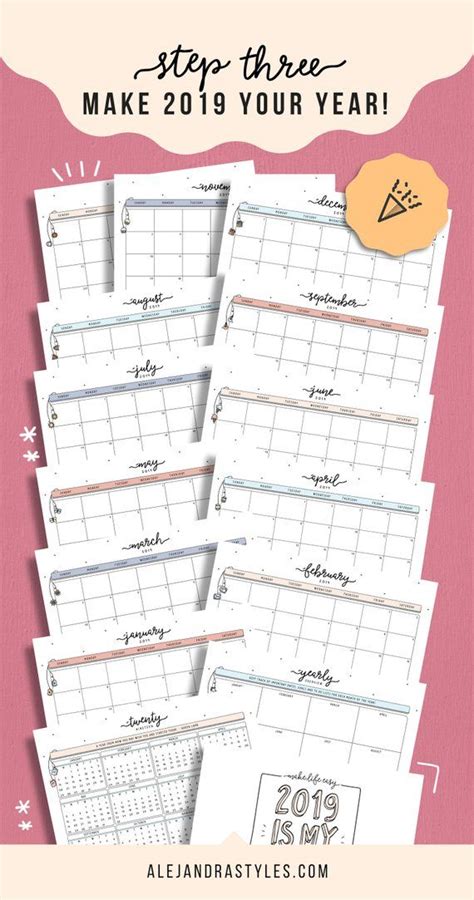 2019 Calendar Printable Planner For Desk Or Wall Monday And Etsy