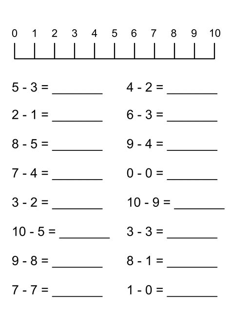 Subtracting 2 Digit Numbers Using A Number Line Worksheet