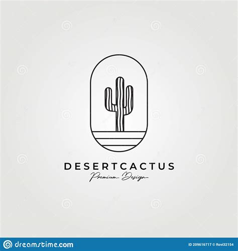 Line Art Cactus Simple And Elegant Cactus Logo Vector Illustration