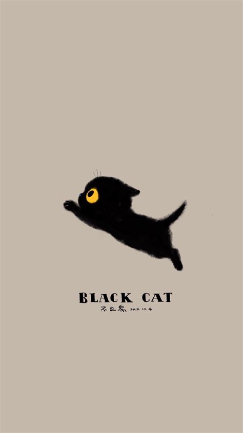 可爱手绘小黑猫手机壁纸电脑主题网