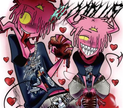 Two Cartoon Characters With Pink Hair And Black Clothes