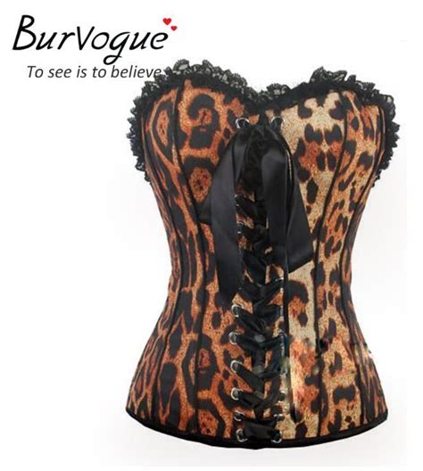 Burvogue Burlesque Corset Tutu Waist Cincher Corsets And Bustiers Leopard Costume Cat Girl