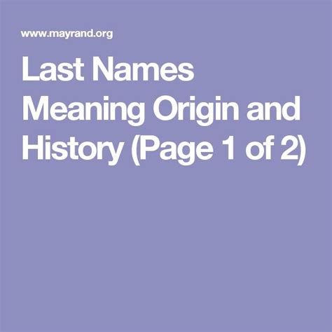 Last Names Meaning Origin And History Page 1 Of 2 Names With