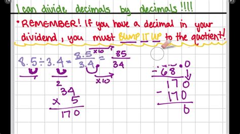 Dividing Decimals By Decimals Part 1 Youtube