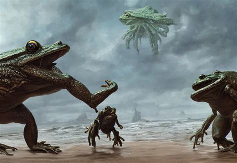 Giant Frog Monster On The Beach Fantasy Boss Battle Stable