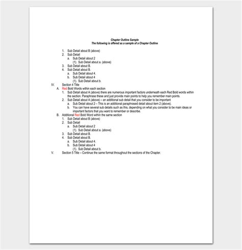 Blank Chapter Outline Template