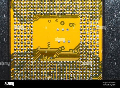 Processor Pins Macro Computer Motherboard Close Up Cpu Pins On A Circuit Board Micro Elements