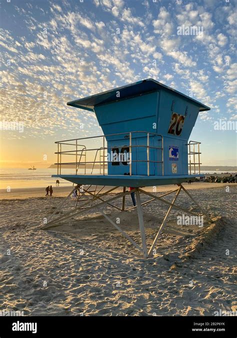 Lifeguard Tower On The Coronado Beach During Sunset Time San Diego