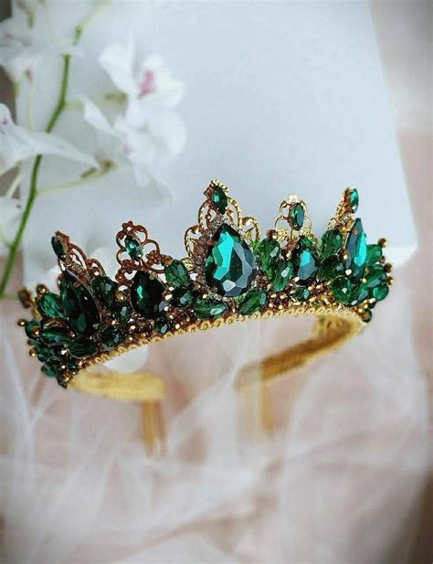 Green Tiara Emerald Tiara Crystal Tiara Emerald Headpiece Etsy In