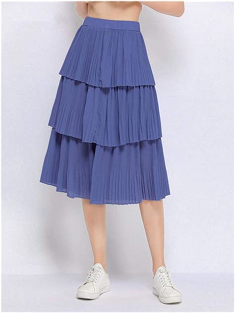 Women Summer Skirts Knee Length Pleated Skirt Plus Size Korean Style