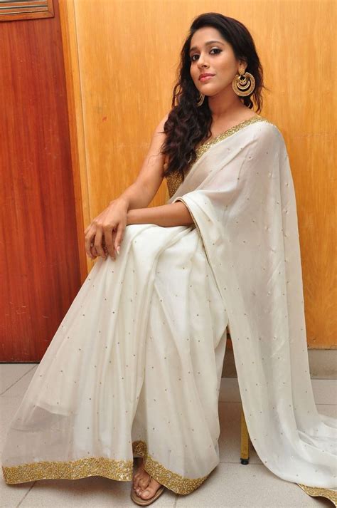 Actress Rashmi Gautham In White Saree At Guntur Talkies Audio Launch