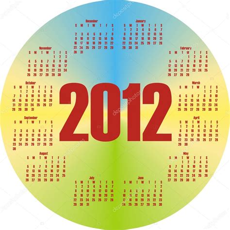 Round Colorful Calendar 2012 In Vector — Stock Vector © Svtrotof 7211855