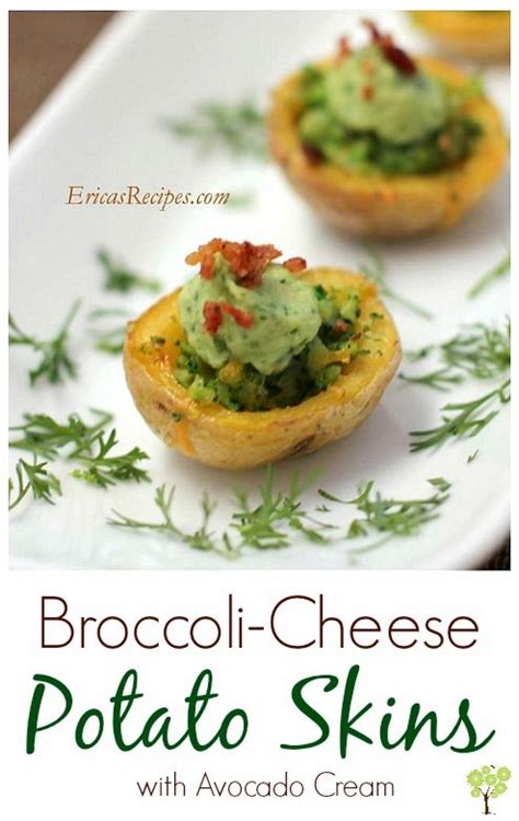 Broccoli Cheese Potato Skins With Avocado Cream Recipe Potato Skins
