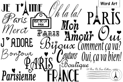 Paris And French Silhouettes Ai Eps Png French Word Art 239699