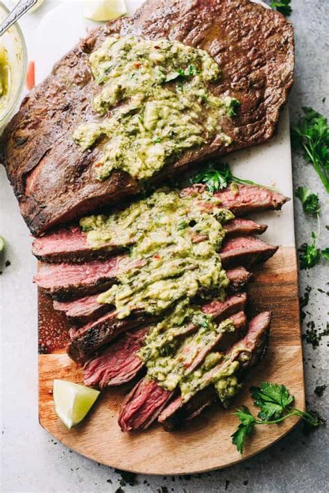 Switch the instant pot® to the normal saute setting and simmer the juices until reduced by half, about 15 minutes. Grilled Flank Steak with Avocado Chimichurri Sauce - Diethood