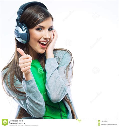 Woman Headphones Listening Music Stock Image Image Of Dancing Human 116153935