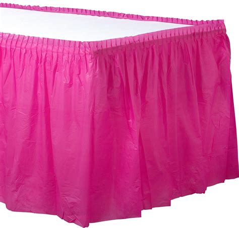 Bright Pink Plastic Table Skirt 21ft X 29in Party City