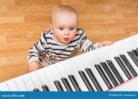 Cute Little Baby Plays Piano Stock Photo Image Of Background Concert