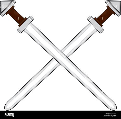 Cartoon Norse Viking Warriors Crossed Swords Stock Vector Image And Art