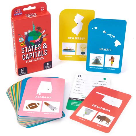 Buy States And Capitals Flash Cards For Kids 50 American State Cards