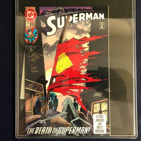 Superman 75 1992 Death Of Superman Signed By Dan Jurgens And Brett Breeding