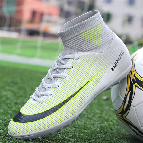 Designed with a synthetic sole and synthetic upper, these soccer cleats are breathable and offer a comfortable fit. Aliexpress.com : Buy Football Boots Ankle High Tops Soccer ...