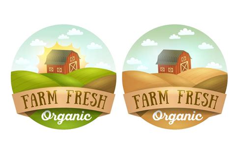 Farm Fresh Logos Emblems Stickers Illustrator Graphics ~ Creative