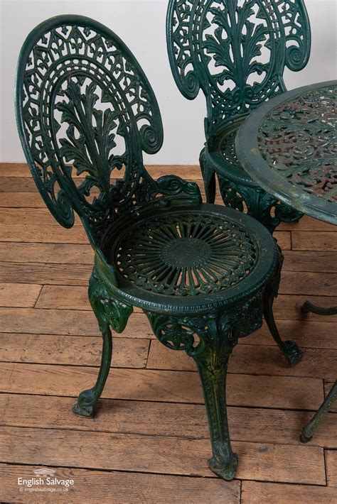 Green Cast Iron Garden Table And Chairs