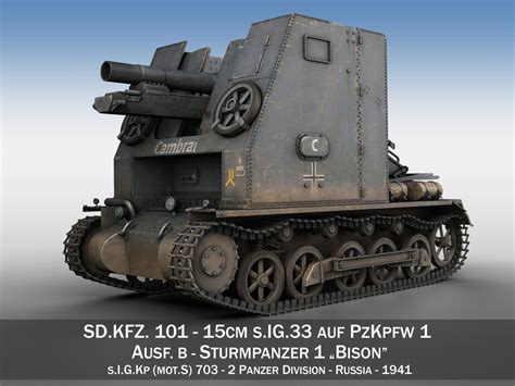 Sturmpanzer 1 Bison Cambrai 2 Pzdiv 3d Model Obj 3ds Fbx C4d Lwo Lw