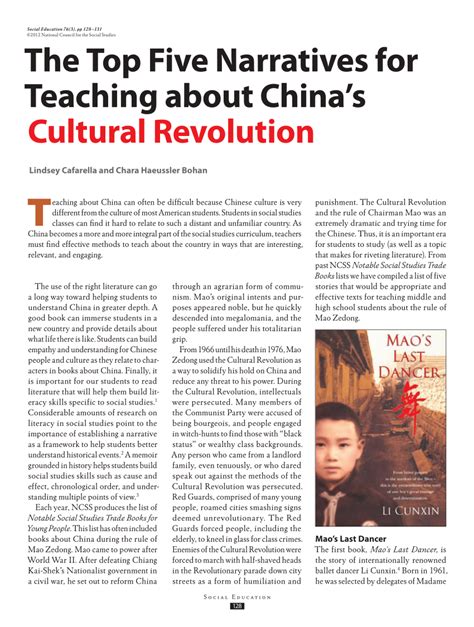 Pdf The Top Five Narratives For Teaching About Chinas Cultural