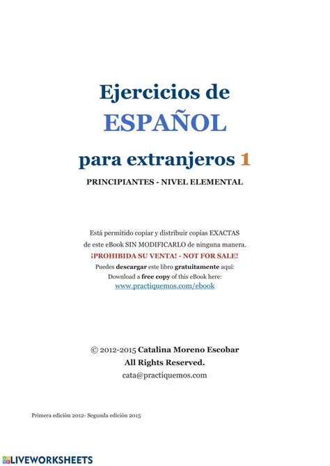 Ejercicio De Gramática Español Ele A1 Básico Ejercicios De Español