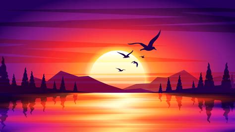 How To Draw A Sunset Landscape Scene In Adobe Illustrator 9 Lives