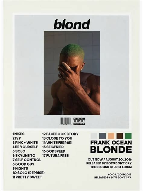 Frank Ocean Blonde Album Poster Poster For Sale By Grekskolo Redbubble