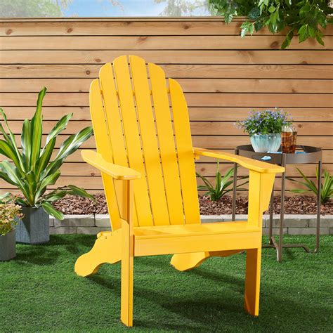 Mainstays Wooden Outdoor Adirondack Chair Yellow Finish Solid