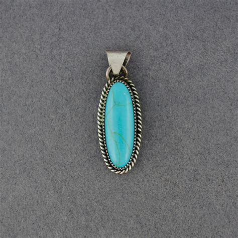 Sterling Silver Turquoise Oval Pendant Green River Silver Co