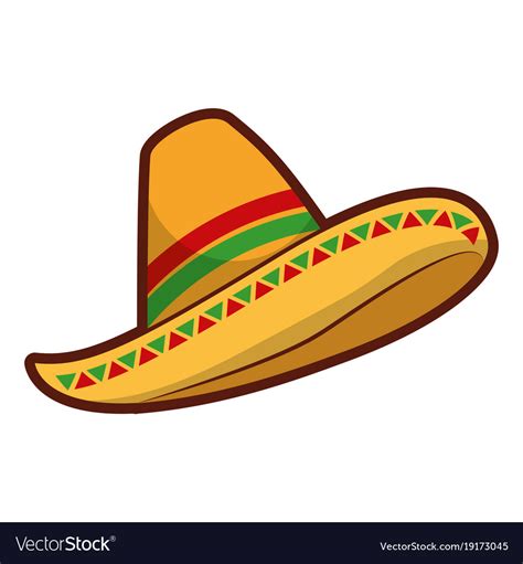 Mexican Hat Isolated Icon Royalty Free Vector Image