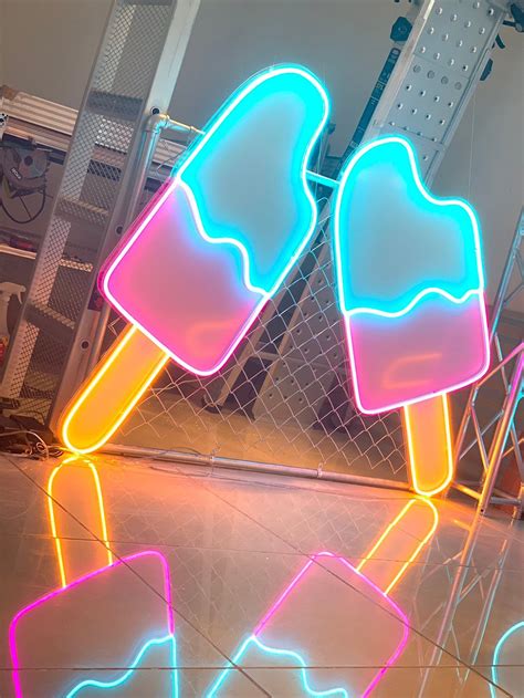Ice Cream LED Neon Sign Emoticon Food Neon Ice Cream Etsy Neon Signs Led Neon Signs Neon