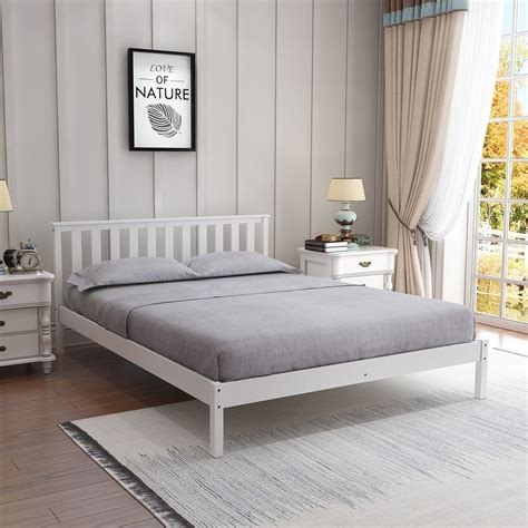 Wooden Bed Frame Queen Size Mattress Base Pine Platform Bedroom