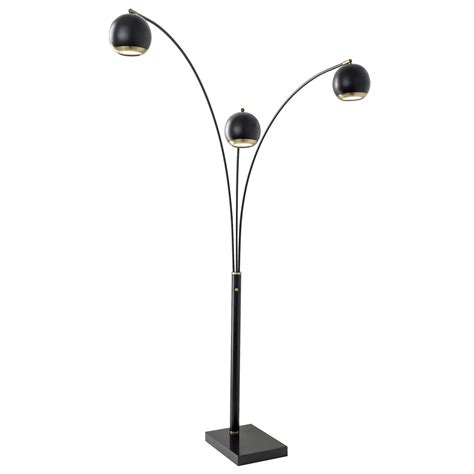 This curved design retro arc floor lamp with interior gold dome shade and black color. The Quincy Arc Floor Lamp features retro modern styling. Three adjustable arced arms and shades ...