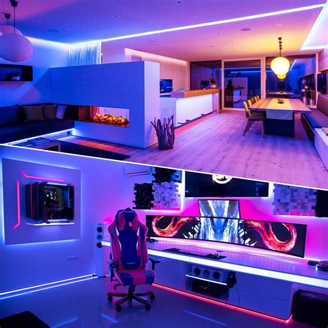 Gaming Room Design With Led Lights Pic Whippersnapper