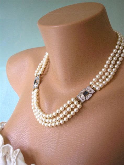 Wedding Necklace Great Gatsby Jewelry Pearl Wedding Etsy Pearl