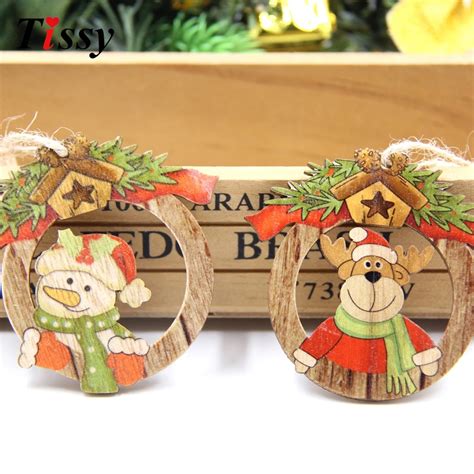 Buy 10pcs Cute Snowmananddeer Christmas Wooden Pendants