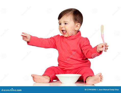 Hungry Baby Girl Yelling For Food Stock Photo Image 27993090