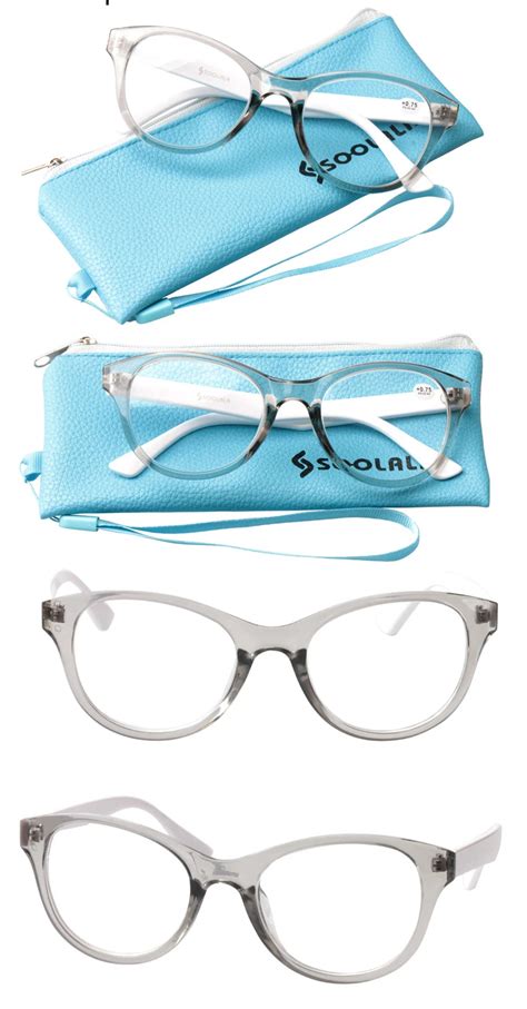 Soolala Brand Womens Oversized Tr90 Reading Glasses Clear Frame Anti