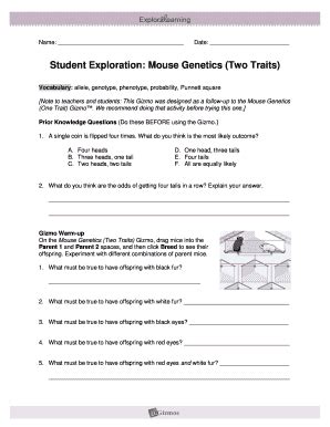 The mouse must be ff. Mouse Genetics Two Traits Gizmo Answer Key Pdf - Fill ...